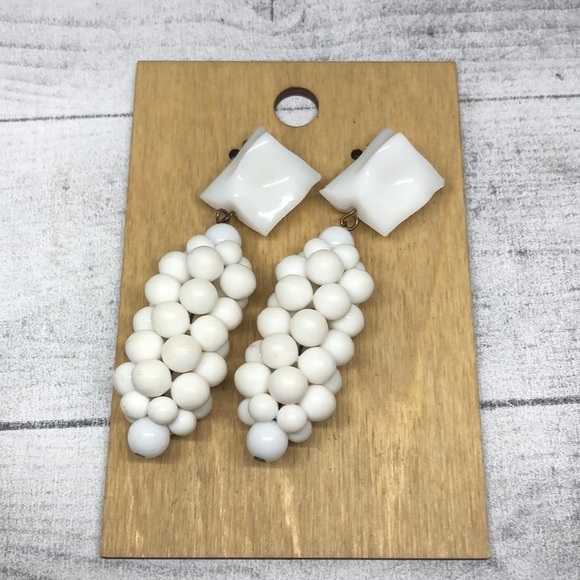 Vintage funky resin statement earrings long dangle bead cluster whimsy funky. - Picture 2 of 6